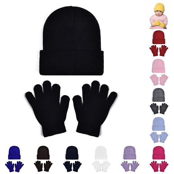 TBWNWG Soft Kids Winter Hat With Mittens for Boys Girls Toddler Youth Cold Weather Lined Cap,Size 2-8 Years