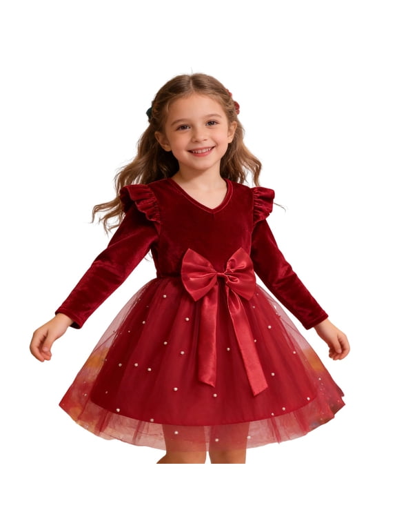 Star Gown Long Sleeve Party Dress For Girls Elegant Autumn Formal Wear Youth Gown,Size 3-4 Years