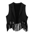 thumbnail image 1 of TBWNWG Stylish Girls Tops Tees & Shirts - Western Cowboy Open Front Fringe Vest Party Dress Up Tassel Waist Coat for Kids,Sizes 11-12 Years, 1 of 3