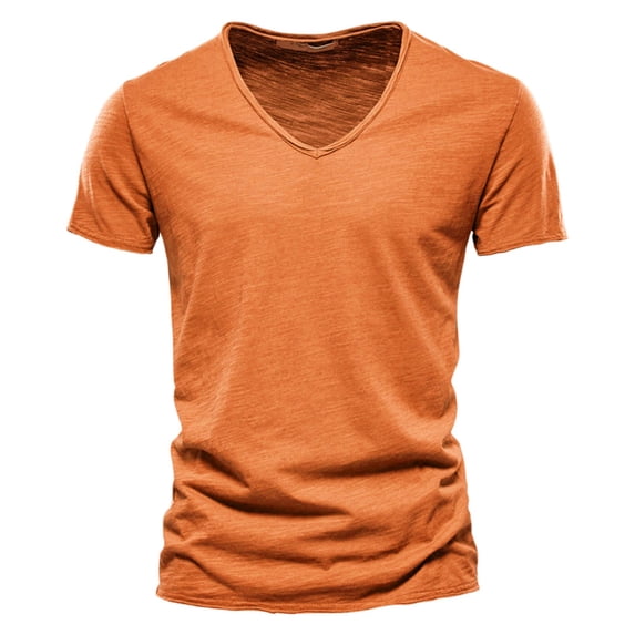 TBWNWG Stylish Men's Casual Solid Color V Neck Short Sleeve T Shirt for Everyday Wear,Sizes 3XL