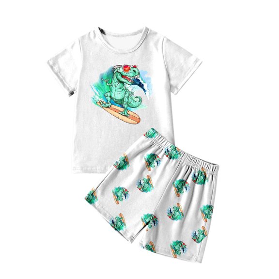 TBWNWG Summer Pajamas for Boys,Boys Sleeve Top and Shorts,2 Piece Pajama Set,Sizes 4-5 Years