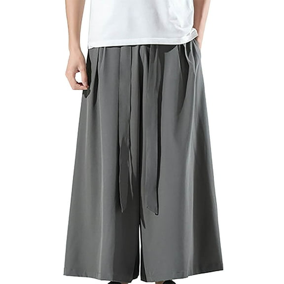 TBWNWG Summer Thin Men'S Loose Ice Silk Big Leg Wide Leg Pants Large Solid Casual Harlan Flare Pants,Size 4XL