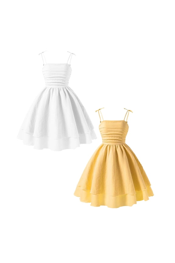 Dresses for Dances Sleeveless Strappy Casual Elastic Comfortable Outdoor Play Outfit,Size 11 Years