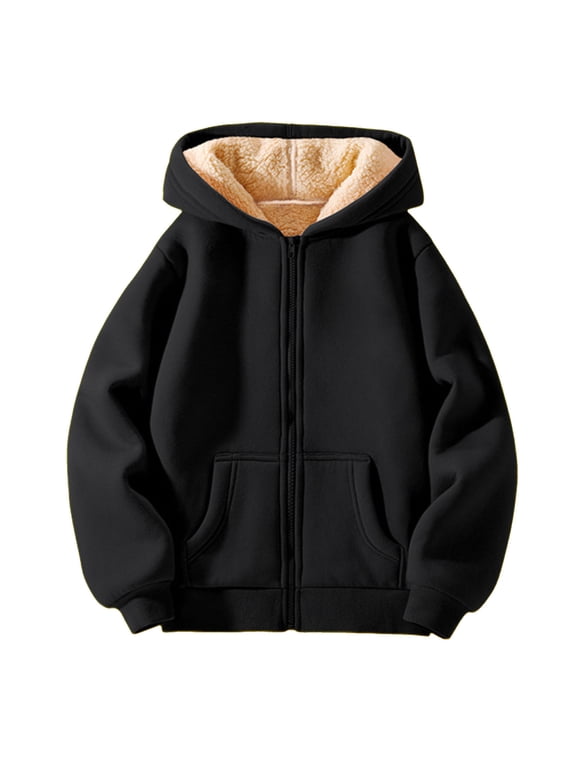 Thick Lamb Wool Girls' Coat & Jacket Versatile Casual Outerwear for Big Children Warm Hooded Pullover for Winter Outdoor Activities for 6-7 Years