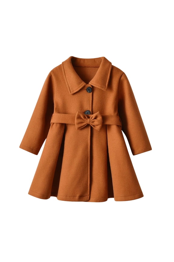 Toddler Baby Girl Clothing Jacket Coat Long Sleeve Plain Buttons Dress Coat Autumn Winter Outfit,Sizes 2-3 Years