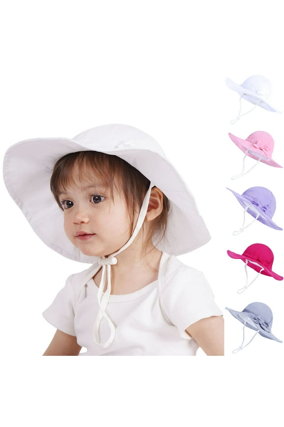 Toddler Bucket Hats for Boys,Baby Girl Sun Hat with UPF 50+ Outdoor Adjustable Toddler Beach Hat with Wide Brim Bucket Hats 1-2 Years