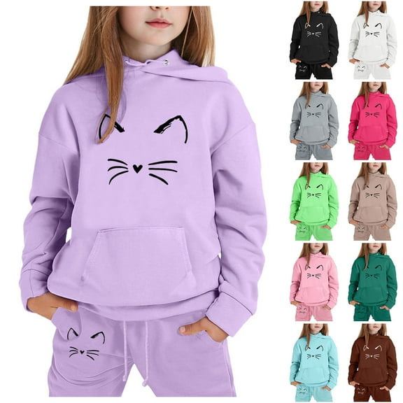 TBWNWG Toddler Clothes,Girls Cute Cartoon Print Hoodie and Pants Set Soft Comfortable for Toddler Kids Outfits,Size 2-3 Years