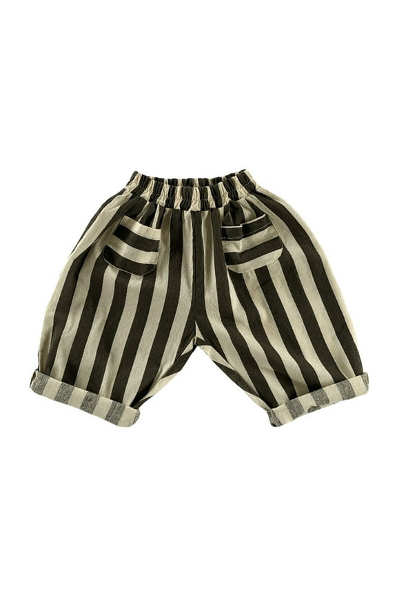 Toddler Cotton Pants Elastic Waist Striped Harem Casual Pants for Baby Boys Girls Lounge Pants,Sizes 2-3 Years