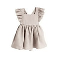thumbnail image 1 of TBWNWG Toddler Girl Summer Dress Linen Ruffle Backless Cute Fly Sleeve Solid Print Casual Outfit,Size 2-3 Years, 1 of 3