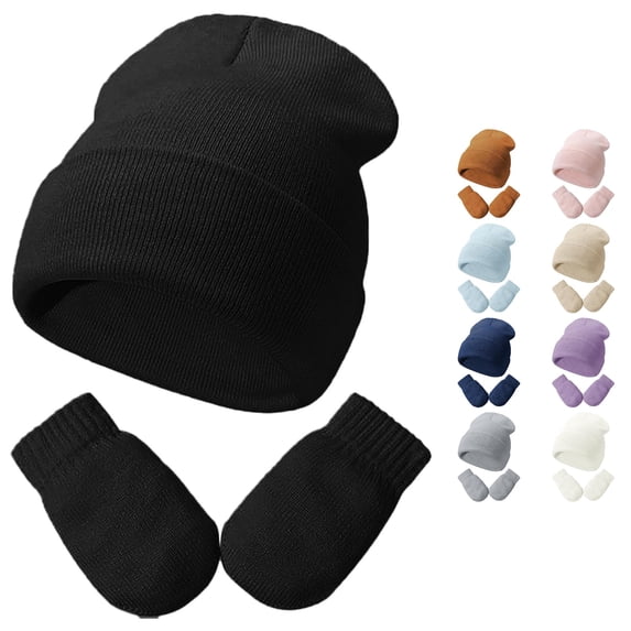 TBWNWG Toddler Winter Knit Hats Soft Baby Caps for Girls Boys with Gloves Warm Comfortable Children Accessories,Size 3-24 Months