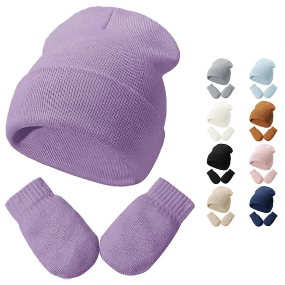 TBWNWG Toddler Winter Knit Hats Soft Baby Caps for Girls Boys with Gloves Warm Comfortable Children Accessories,Size 3-24 Months