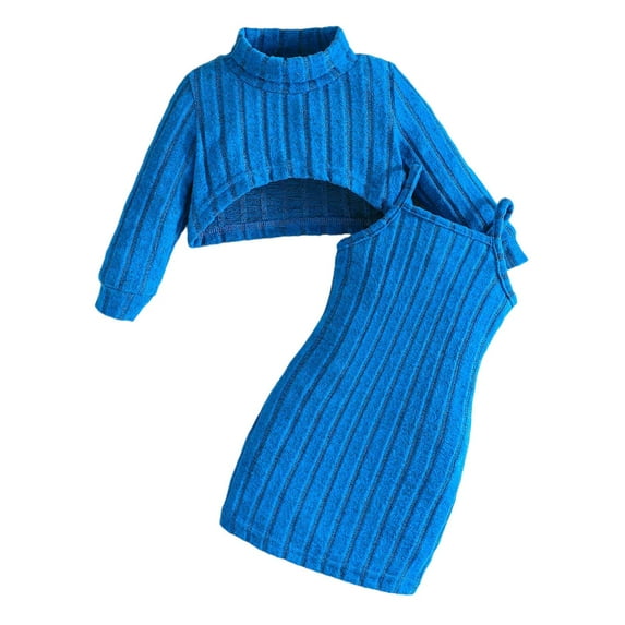 TBWNWG Trendy Girls Outfit Set for Everyday Wear Featuring Stylish Sweater Dress and Sleeveless Dress for Home School and Outdoor,Size 9-12 Months