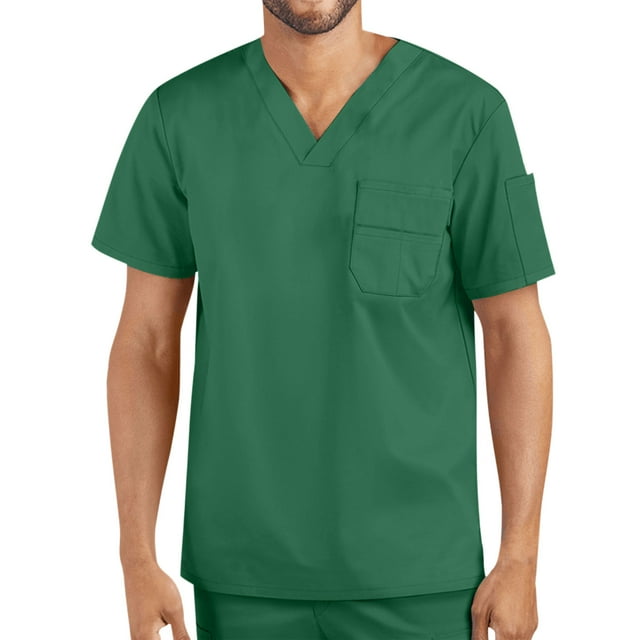 TBWNWG V-Neck Pocket Tee for Men Work Shirt with Short Sleeves Comfortable Casual Top,Size 2XL