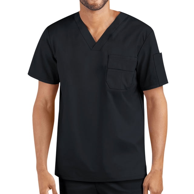 TBWNWG V-Neck Pocket Tee for Men Work Shirt with Short Sleeves Comfortable Casual Top,Sizes M