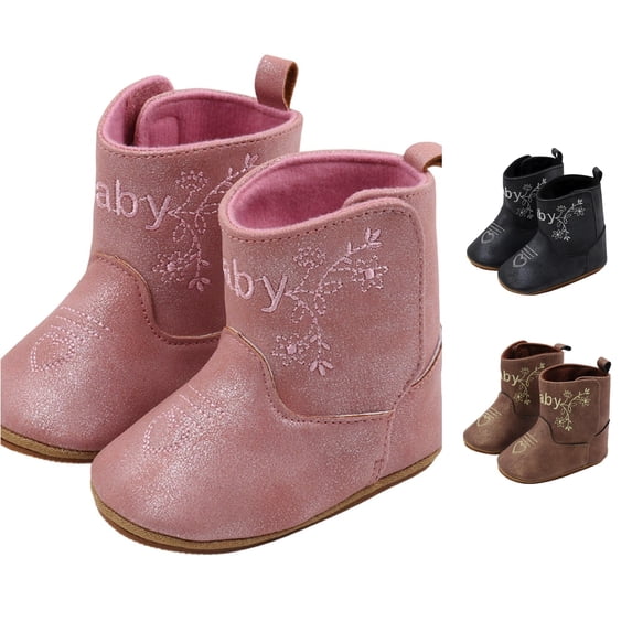 TBWNWG Western Boots Cowboy Bootie Soft Sole Nonslip Crib Shoes for Baby Toddler Girls Boys