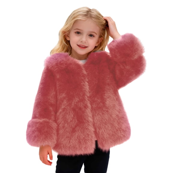 TBWNWG Winter Coat For Girls Warm Thickened Teddy Jacket Outerwear Soft Cozy Toddler Kids,Size 11-12 Years