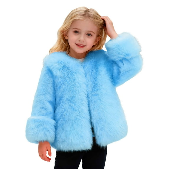 TBWNWG Winter Coat For Girls Warm Thickened Teddy Jacket Outerwear Soft Cozy Toddler Kids,Sizes 3-4 Years