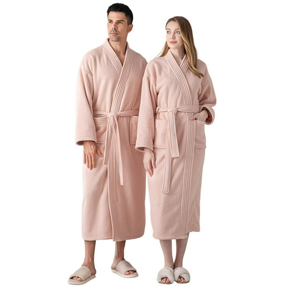 TBWNWG Winter Flannel Men's Long Robe Cozy Thickened Loungewear Home Wear Bathrobe for Comfort,Size M