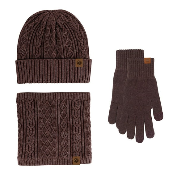 TBWNWG Winter Thermal Knit Scarf Hat Gloves Set for Outdoor Sports Ski Bike Neck Warmer Cap Mittens Men and Women,One Size