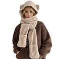 thumbnail image 1 of TBWNWG Women's Adorable Bear Themed Winter Set Hat and Long Scarf Combo for Cold Weather,One Size, 1 of 3