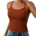 thumbnail image 1 of TBWNWG Women's Slim Fit Ribbed Spaghetti Strap Tank Top Basic U Neck Layering Camisole Sleeveless Shirt,Size L, 1 of 5