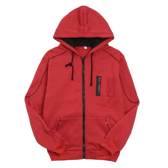 TBWNWG Zipper Hoodies for Men,Mens Autumn And Winter Fashion Casual Solid Color Matching Pocket Thin Velvet Hooded Sweater Coat Jacket,Sizes XL