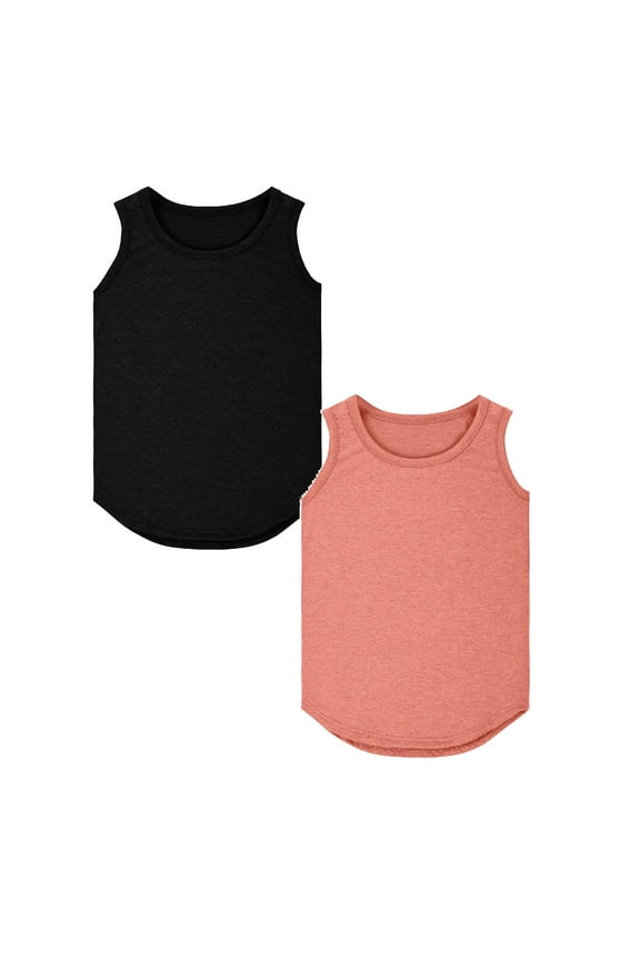 Girls Tank Top,Girls Tank Tops Kids Summer Crewneck Sleeveless Shirts Dancewear 2PC,Size 9-10 Years