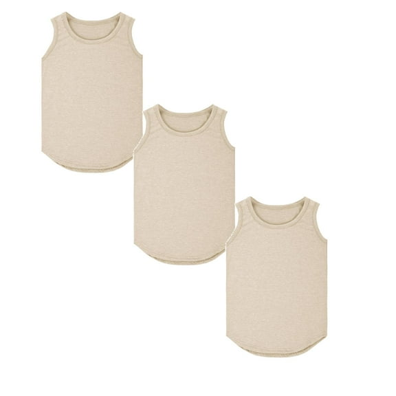 TBWNWGUnder Shirts for Girls - Soft Cotton Round Neck Sleeveless Stretch Undershirt for Kids 3PC,Size 13-14 Years