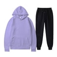 thumbnail image 1 of TBWYF Mens Sweatsuits 2 Piece Hoodie Sets Hood Pollover Sweatshirt Pants Slacks Jogging Suits Purple 2XL, 1 of 3