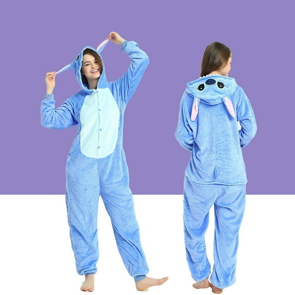 TBWYF Onesie Costumes One Piece Pajama Unisex Union Suits Animal Costume Blue Stitch L166CM-172CM