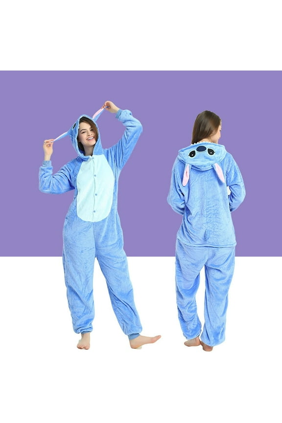 TBWYF Onesie Costumes One Piece Pajama Unisex Union Suits Animal Costume Blue Stitch L166CM-172CM