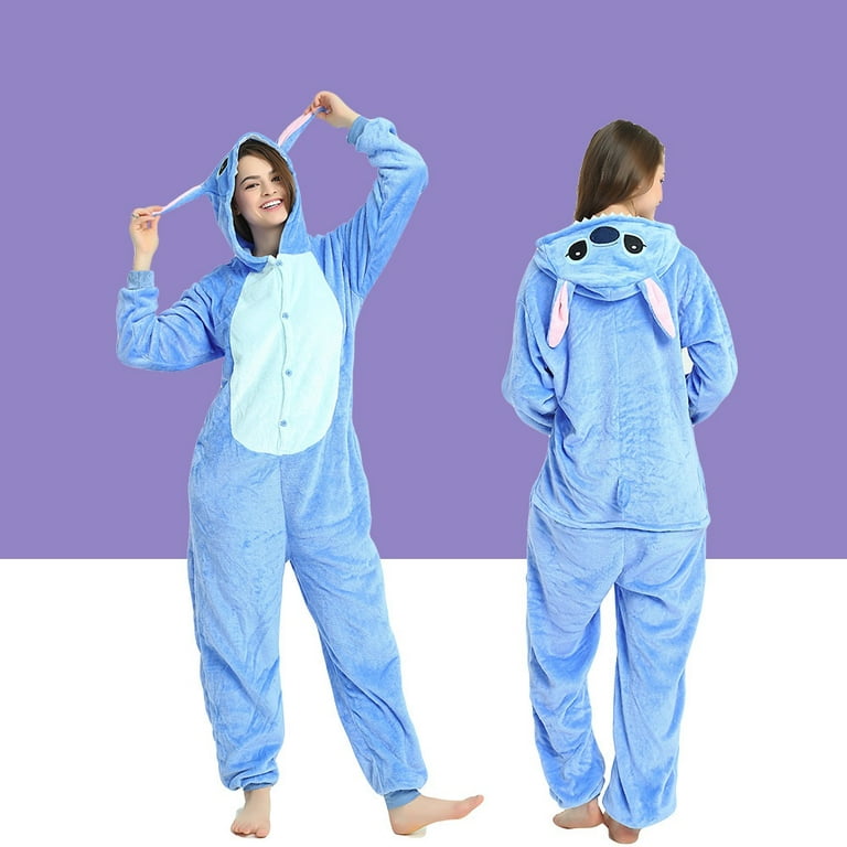Adult Stitch Pajamas Sets Women Onesie Winter Warm Flannel Kigurumi Pyjamas  Sleepwear Pijama Onepiece Onesies Cosplay