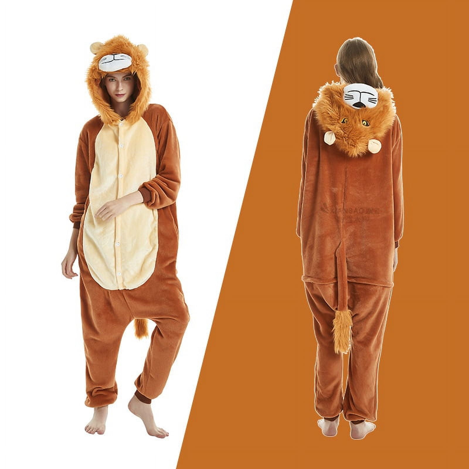 TBWYF Onesie Costumes One Piece Pajama Unisex Union Suits Animal Costume Lion XL 173CM 185CM