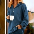 thumbnail image 1 of TBWYF Women's Hooded Sweatshirt Long Sleeve Pullover Hoodies for Women V-neck Buttons blue, 1 of 3