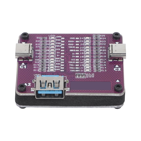 TC-24 Type-C Cable Tester for 24-Pin Continuity Check with 12 LEDs, Battery Powered Diagnostic Tool for iPhone for ANDROID Repair