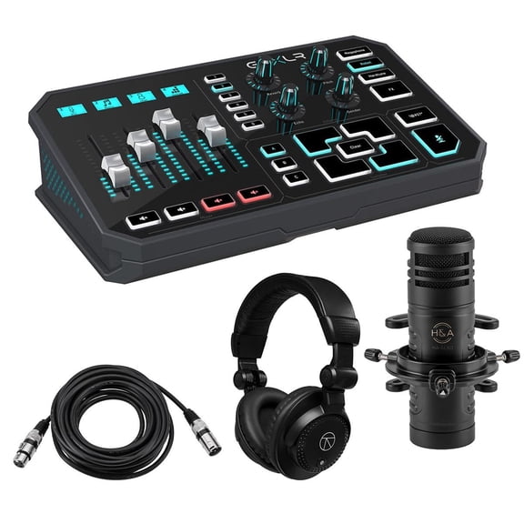 TC Electronic Helicon GoXLR USB Streaming Mixer Bundle with H&A AC60 Hypercardioid Broadcast Microphone, XLR Cable with Rean Connectors & Closed-Back Studio Headphones