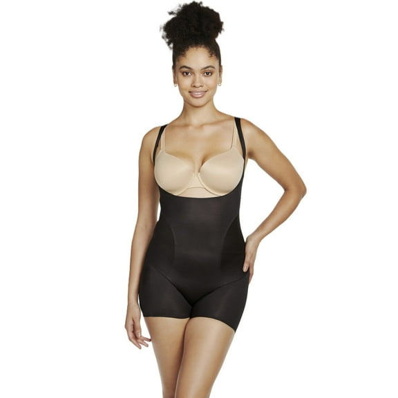 TC Fine Intimates Women's Skin Benefit Open Bust Boyshort Bodysuit - 4157 (Black, S)