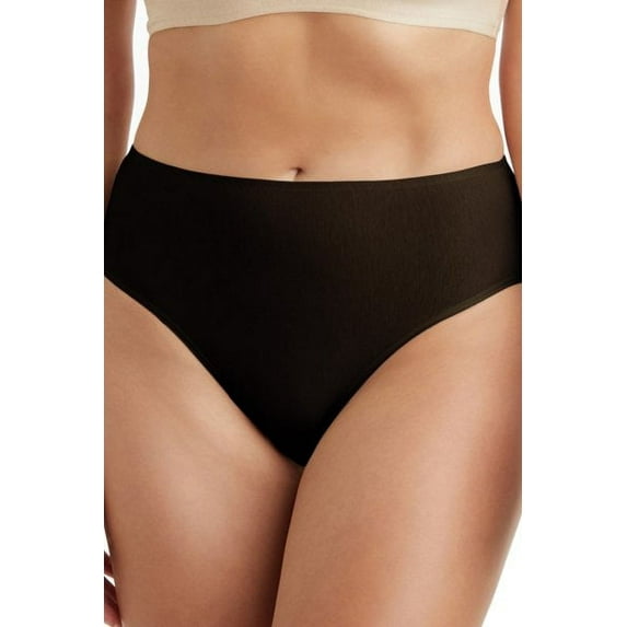 TC Fine Intimates Womens Cotton Comfort High-Cut Brief Panties, Deep Black (L)