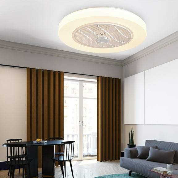 TC-HOME 23" LED Ceiling Fan Light with Bluetooth Speaker Enclosed Low Profile Fan 8 Blades