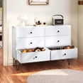thumbnail image 1 of TC-HOMENY 6-Drawer Wooden Dresser with Fabric Drawers, Chest of Drawers with Fabric Bins, Storage Organizer Perfect for Clothes and Accessories, White, 1 of 13
