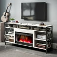 TC-HOMENY TV Stand with Electric Fireplace for TV Up to 70", Space ...