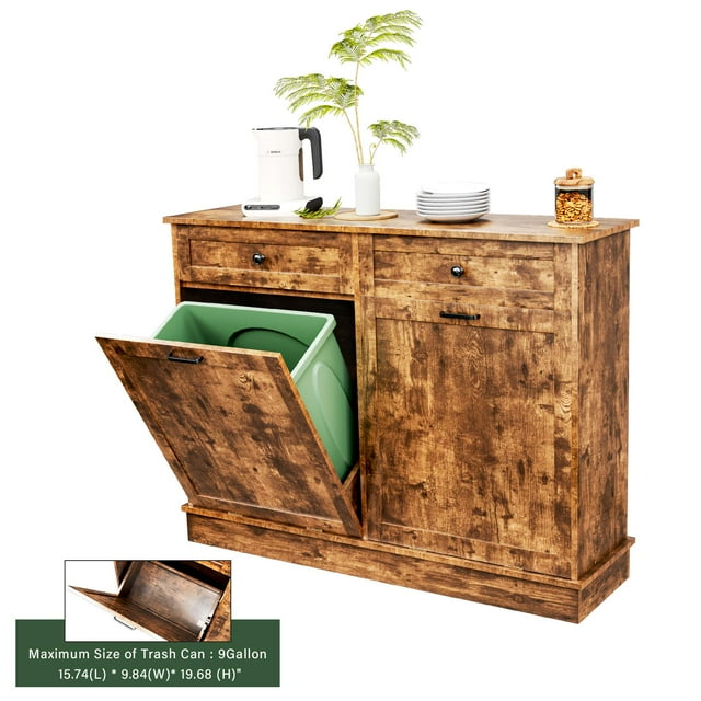 TCHOMENY Tilt Out Trash Double Trash Can with Drawer and