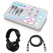 TC Helicon GoXLR 4-Channel USB Streaming Mixer, White, Bundle with TAPH100 Headphones and 6 Microphone Cable