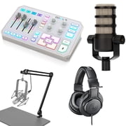 TC Helicon TC Electronic Helicon GoXLR USB Streaming Mixer, White Bundle with Microphone, Headphones, 10 XLR Cable