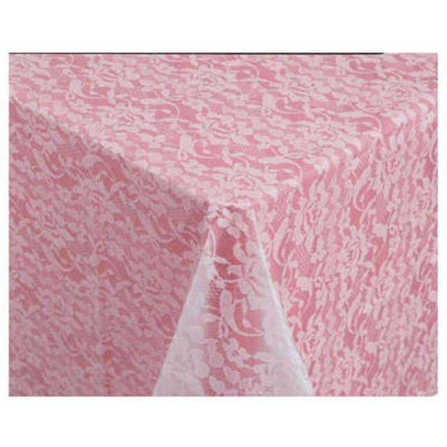 White Clear Lace Look Plastic Banquet Tablecloth Overlay