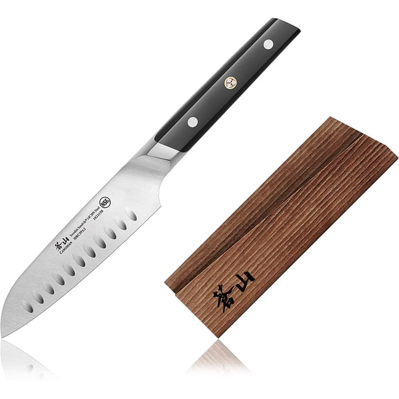 TC Series 1021165 Swedish 14C28N Steel Forged 5-Inch Santoku Knife and Wood Sheath Set