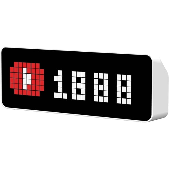 TC001 Smart Pixel Clock - Social Media Counter - Digital Alarm Clock with Weather - Awtrix Simulator - Retro Pixel Art Scoreboard Pomodoro Clock Bedside Gaming Room & Office Decor, White