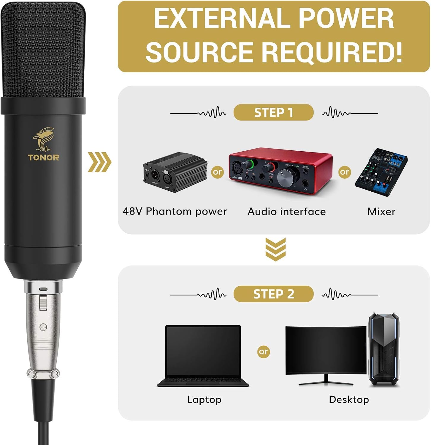 TC20 XLR Condenser Microphone Kit with  Arm Shock Mount for Studio Recording Podcasting