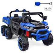 TCARAIWEN 24V 2-Seater Ride On Dump Truck,Ride on Car Truck,Ride on UTV W/,Ride on Toys W/ Dump Bed/Shovel, LED Light, Music, Remote Control,6 Wheels 4WD Ride On Toys for Boys Girls Ages 3+Blue
