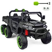 TCARAIWEN 24V 2-Seater Ride On Dump Truck,Ride on Car Truck,Ride on UTV W/,Ride on Toys W/ Dump Bed/Shovel, LED Light, Music, Remote Control,6 Wheels 4WD Ride On Toys for Boys Girls Ages 3+Black